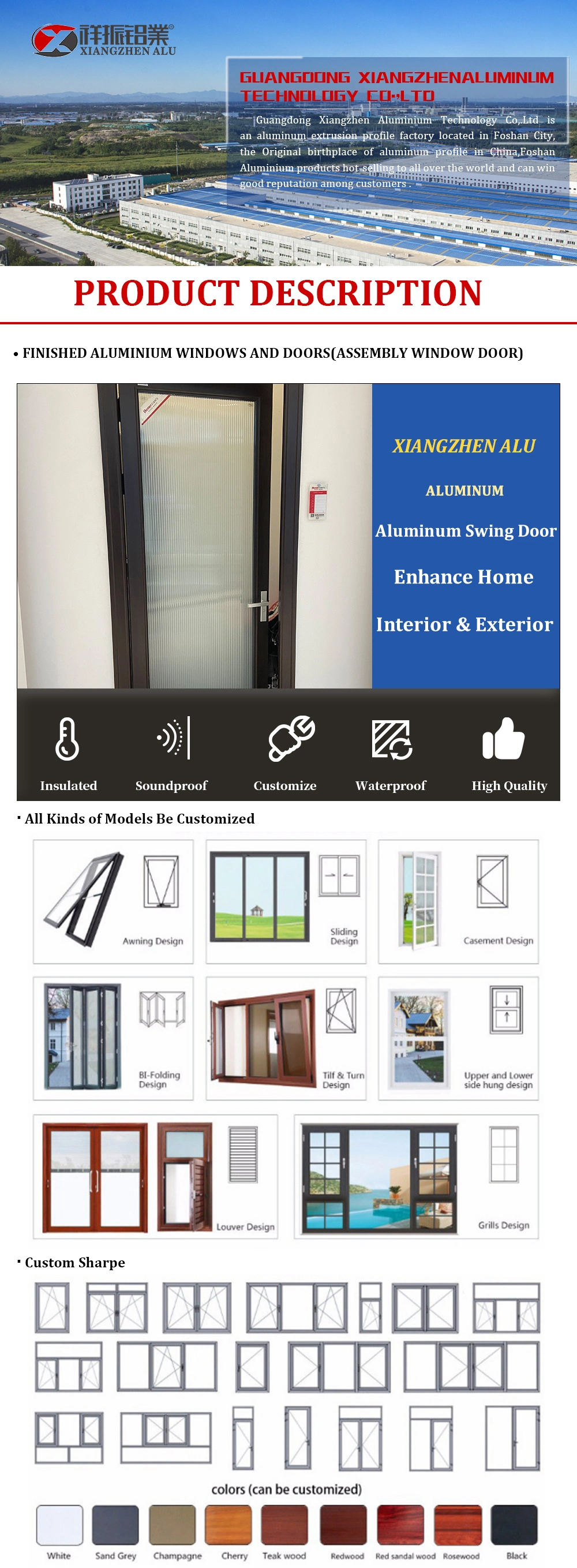 Modern Aluminum French Door Aluminum Alloy Aluminium Door Window Modern Bathroom Narrow Frame Swing Aluminium Toilet