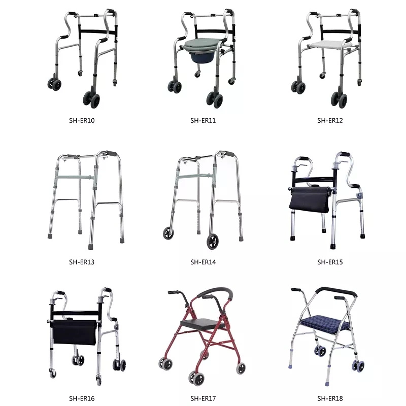 Functional Senior Elderly Upright Folding Medical Walking Aids with Seat