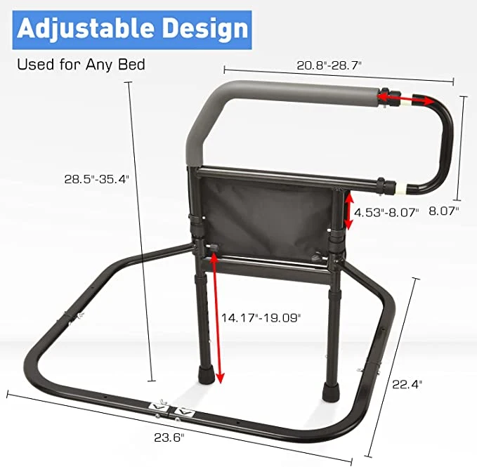 Bedside Assist Safety Handle Bed Rail Bar with Free Storage Bag