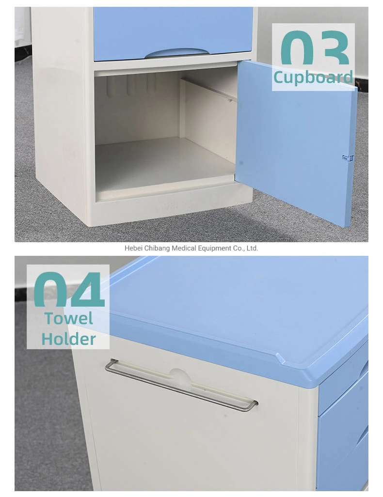 China Cheap Price Wholesale Hospital Bedside Locker Medical Bedside Cabinet Bedside Table for Hospital and Clinic